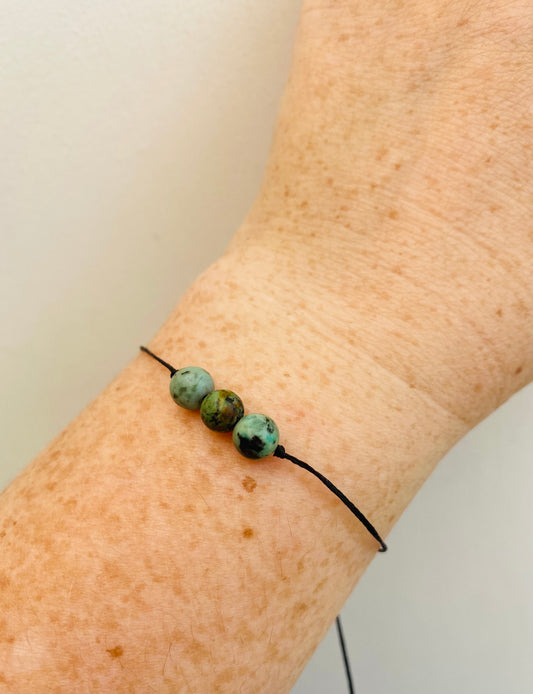 African Turquoise Wish bracelet  (Round beads)